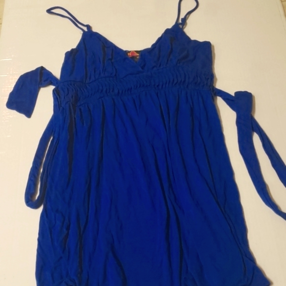 Royal blue top ties in back